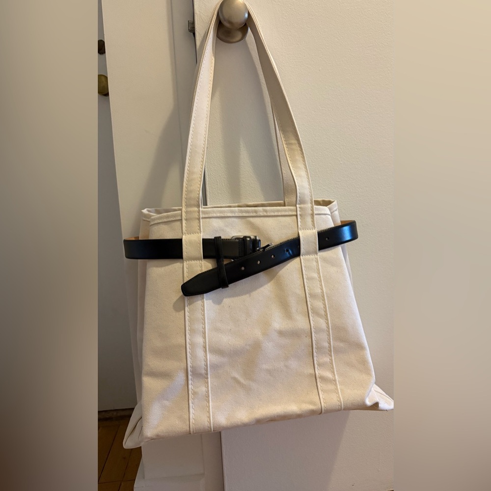 Tibi x LL Bean Cream Tote Bag with Black belt brand new!!!